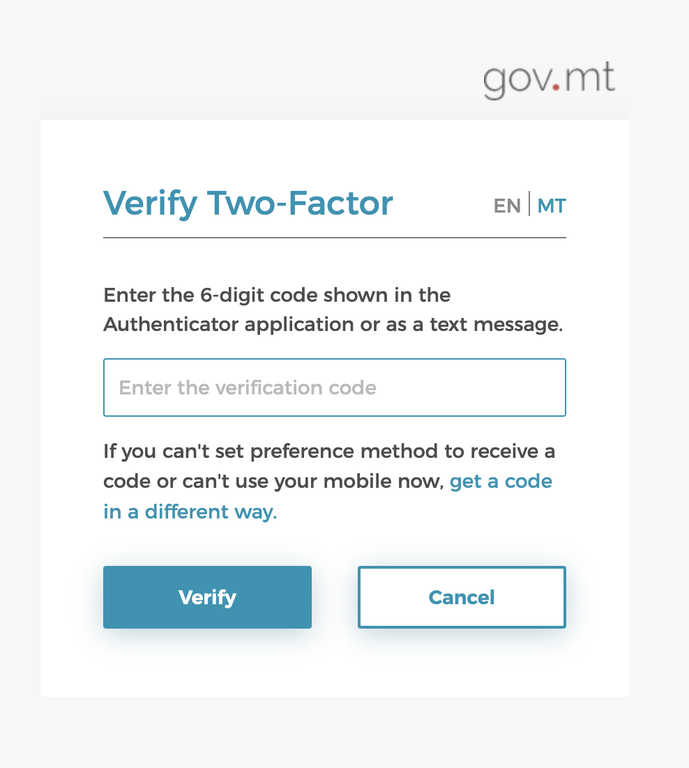 Malta eID two-factor verification page