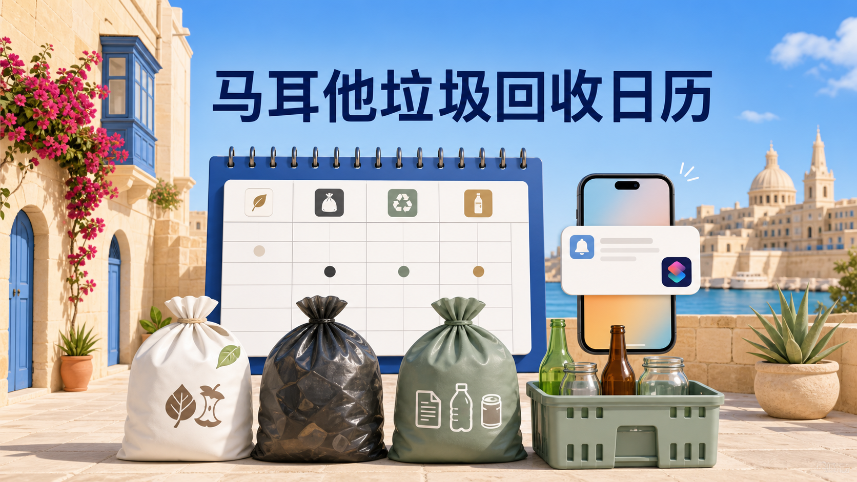 Featured image of post 马耳他怎么丢垃圾？垃圾分类、回收时间及日历订阅（附快捷指令）
