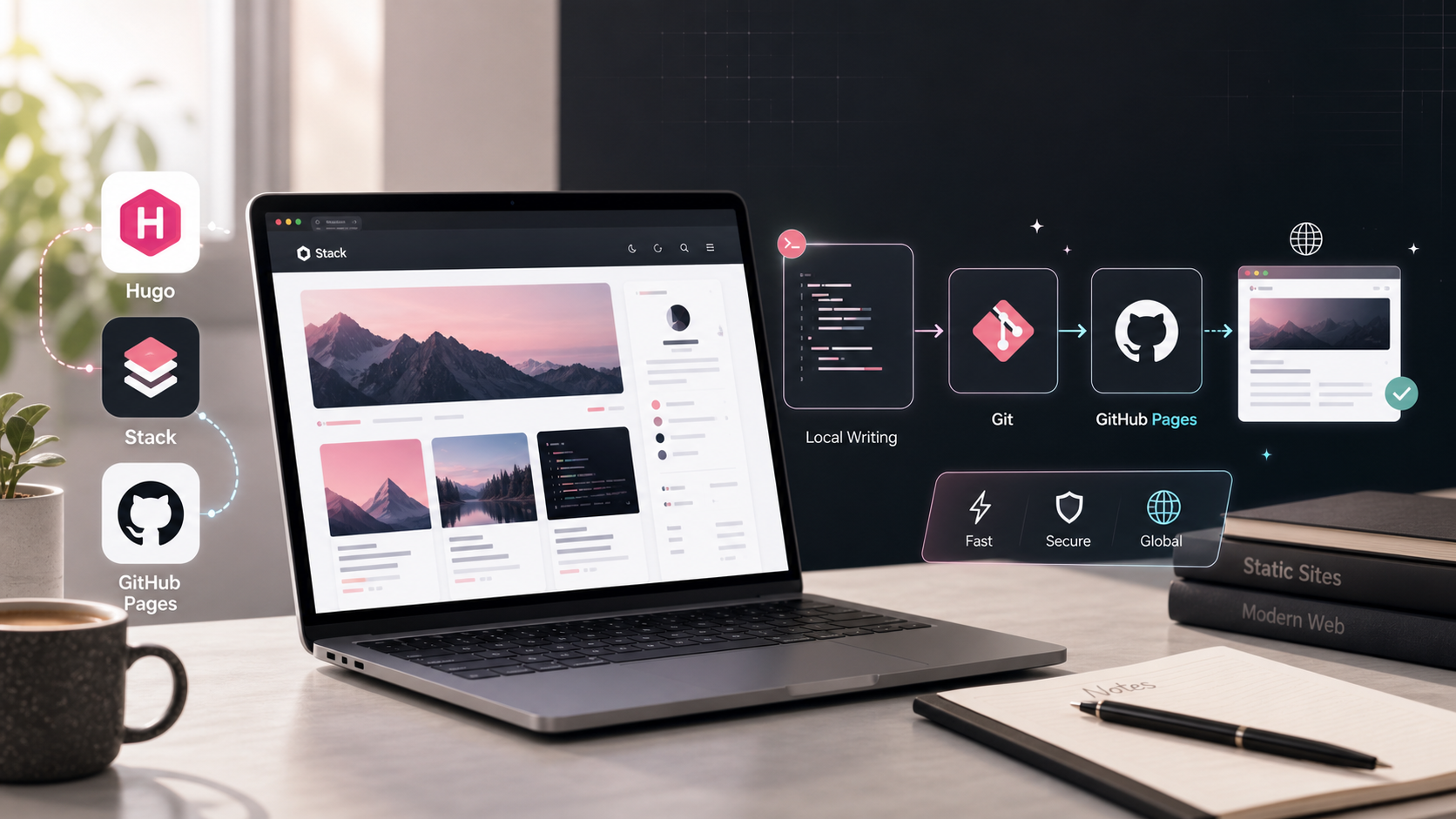 Hugo + Stack 搭建个人博客：GitHub Pages 部署和 Token 踩坑记录