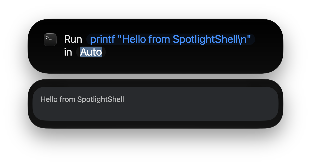 Spotlight 显示 Shell 命令执行结果